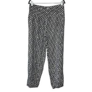 Anthropologie Black & White Bolt Print Linen Blend Harlem Jogger Pants Size‎ 8